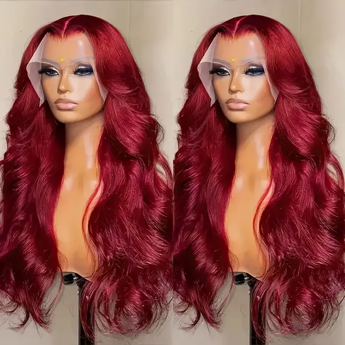 250 densité 99J bordeaux 13x6 dentelle frontale perruques de cheveux humains couleur brésilienne 30 