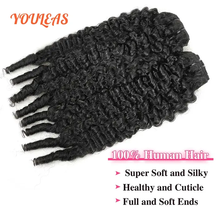 Extensions de cheveux bouclés à clipser, couleur noir naturel, pour femmes, cheveux brésiliens, pointes en spirale, 100% cheveux humains