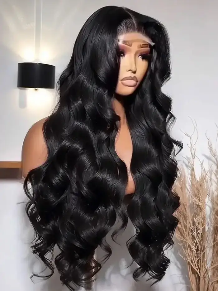 Perruque Lace Frontal Wig synthétique Loose Wave noire