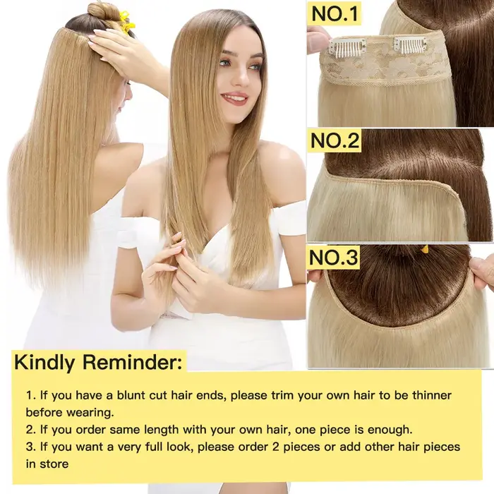 YELO 12 "-26" pince en forme de V dans les Extensions de cheveux vrais