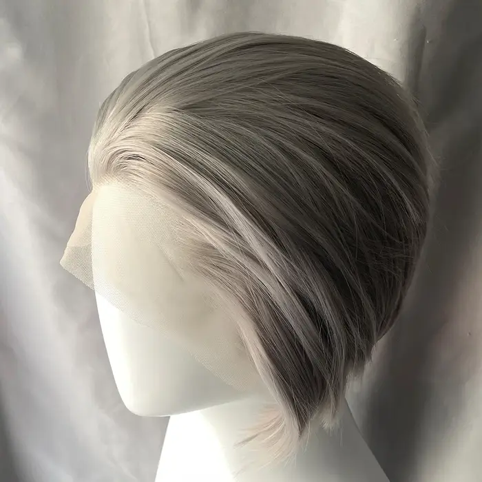Widow‘s Peak Perruques synthétiques gris moyen pour hommes