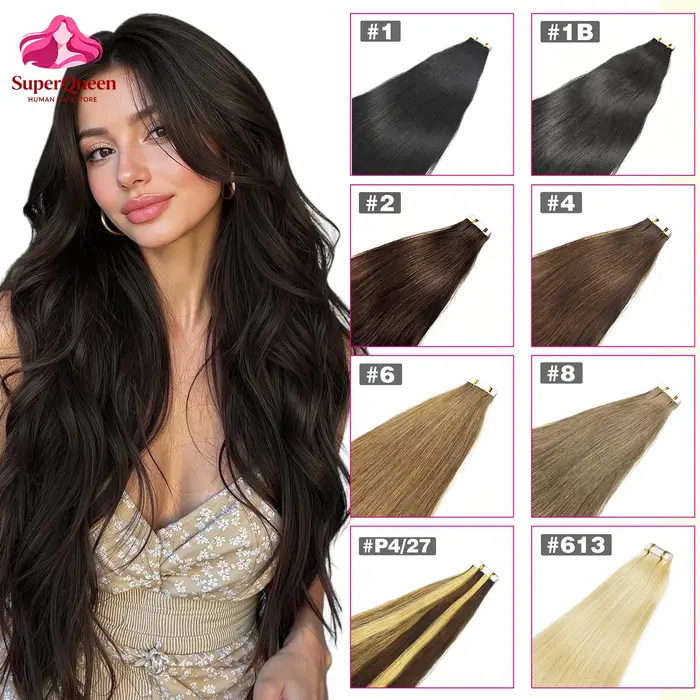 Extensions de cheveux humains à bandes adhésives