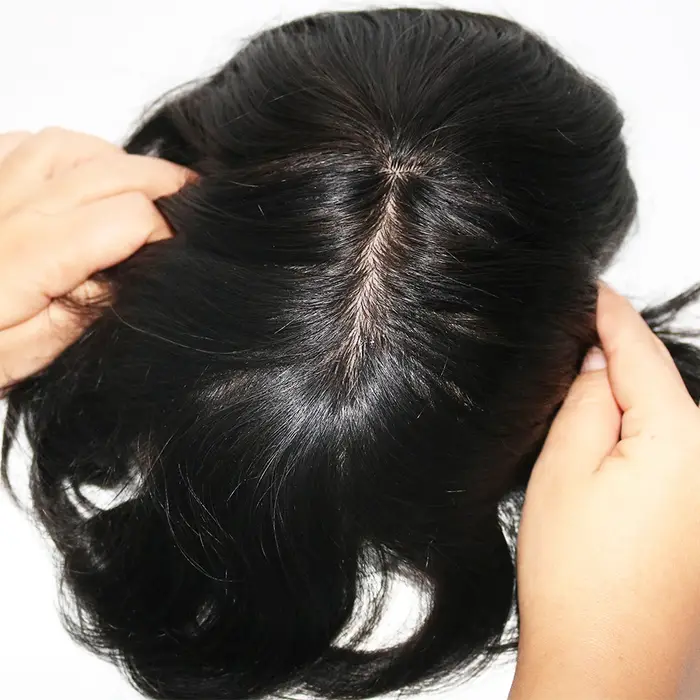 Base en soie hommes toupet de cheveux humains remplacement de cheveux système de postiches toutes le