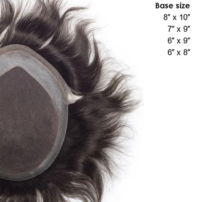 Hollywood toupet homme perruque mâle cheveux prothèse respirant dentelle suisse et PU naturel