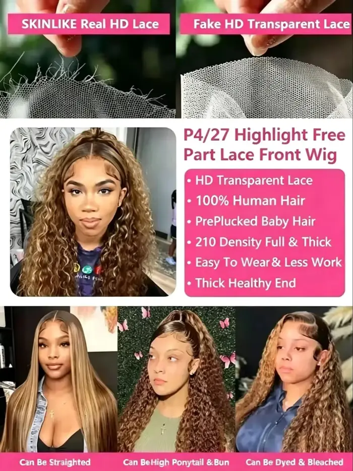Mettre en évidence 13x6 Hd dentelle frontale perruque cheveux humains pré plumé vague profonde 30 40 pouces 13x4 miel