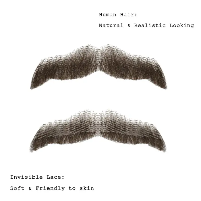 Moustache et barbe réalistes en cheveux humains pour hommes