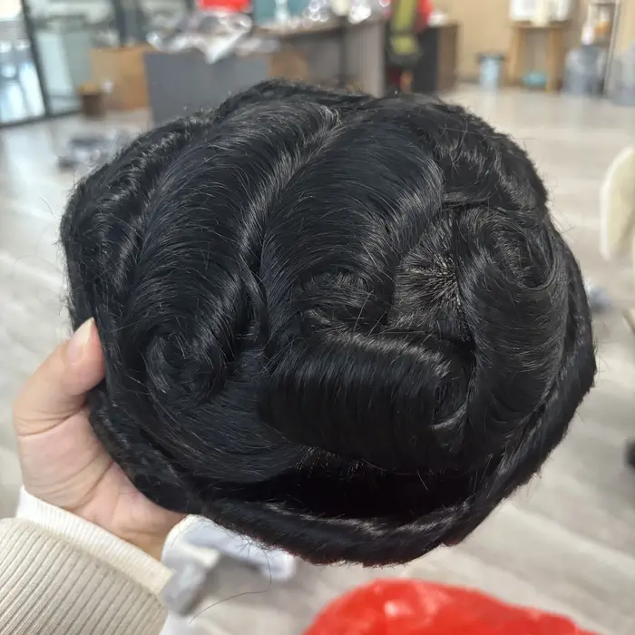 1B40 1B65 gris cheveux humains hommes toupet indécutable 0.1mm Pu Base homme perruques remplacement naturel délié cheveu