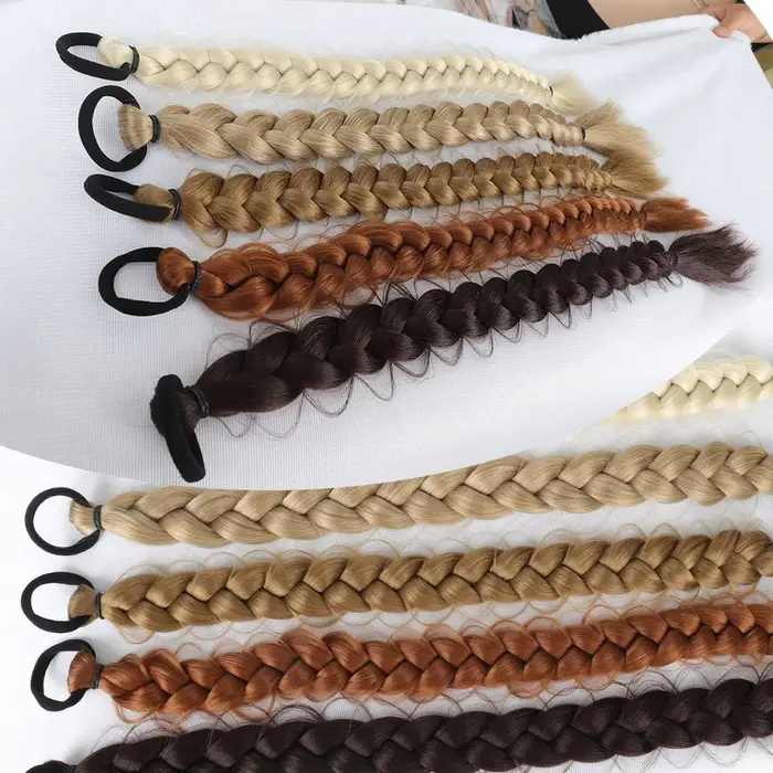 Extension de cheveux queue de cheval tressée synthétique avec élastique