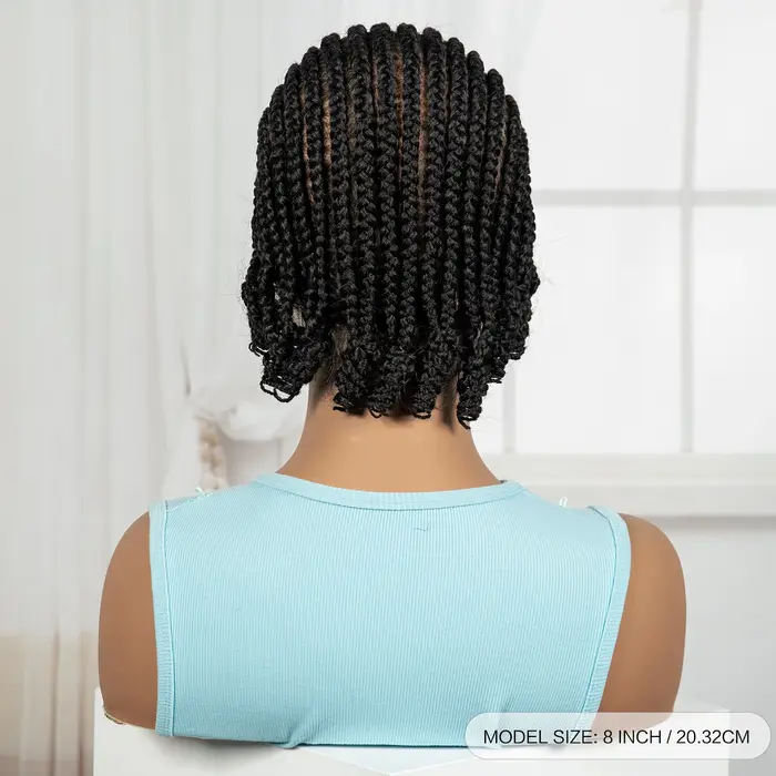 Perruques Bob tressées courtes Cornrow, perruque synthétique pleine dentelle tressée avec cheveux de