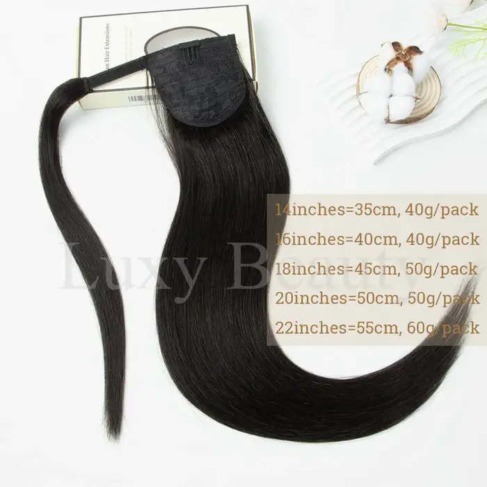 Clip en queue de cheval Extensions de cheveux humains Extensions de cheveux naturels réels Blonde br