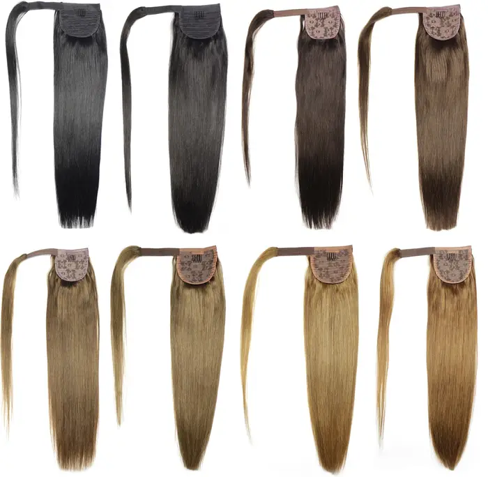 ZZHAIR-Extensions de Cheveux 100% Naturels Remy, Queue de Cheval Ronde Magique, Faits à la Machine,