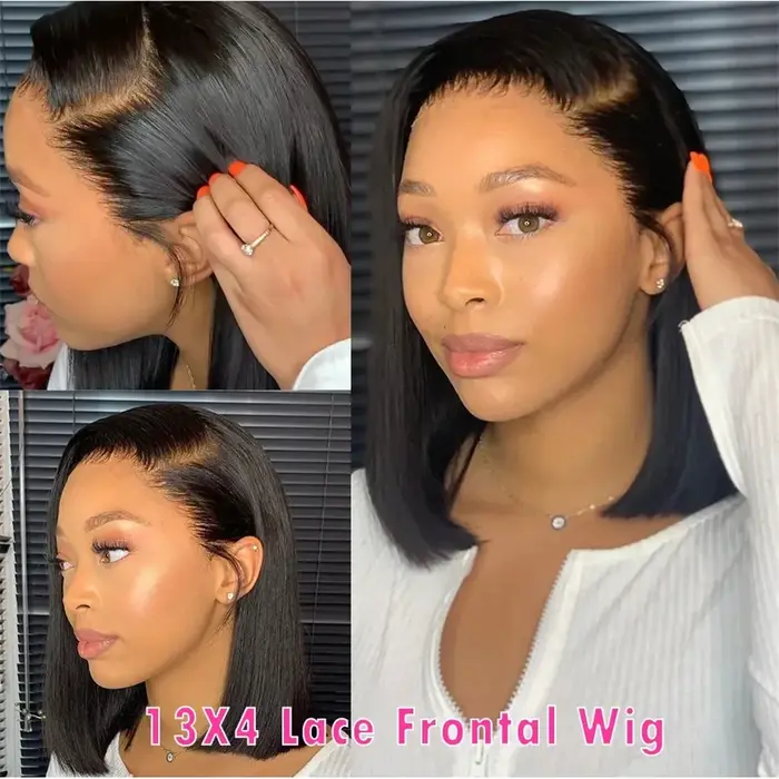 Perruques Lace Frontal Bob en Cheveux Humains Vierges Bruts 100% Naturels