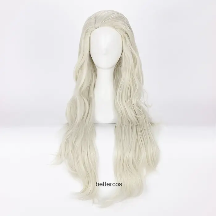 Perruques de cosplay princesse Elsa, cheveux synthétiques longs bouclés dorés légers, bonnet de perr