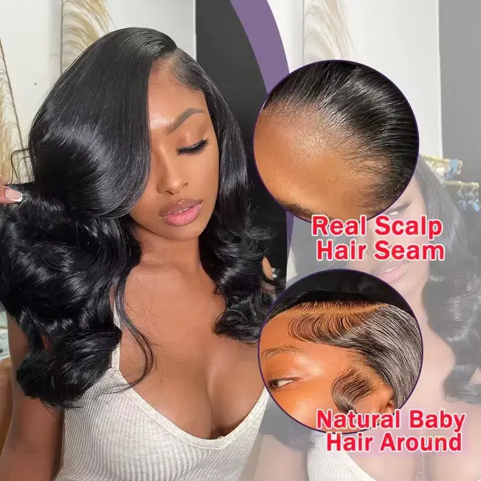 Perruque Lace Closure Wig Body Wave brésilienne naturelle