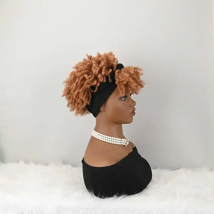 Perruque bandeau bouclée avec frange pour femme