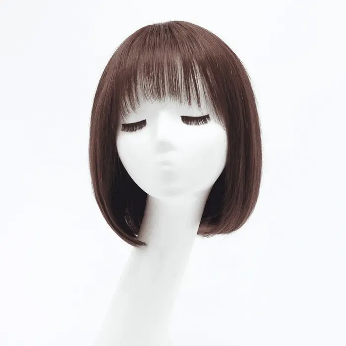 Perruque Bob courte de cheveux humains pour femmes perruques droites Toppers avec frange