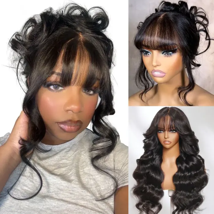 Perruques Lace Front HD en Cheveux Humains, Ondulées Lisses 1B, Sans Colle, Longues, Densité 200%, A