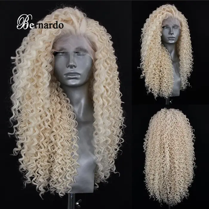 Bernardo 613 perruques blondes pour femmes perruque avant en dentelle synthétique crépus bouclés