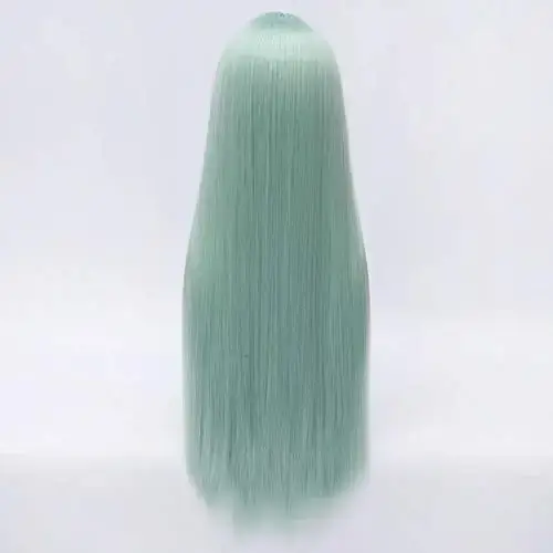 Perruque de cosplay verte avec frange pour femme