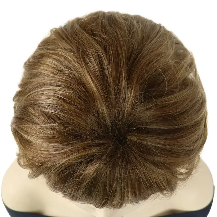GNIMEGIL perruques synthétiques pour femmes perruque courte bouclée naturelle avec frange brun mélange