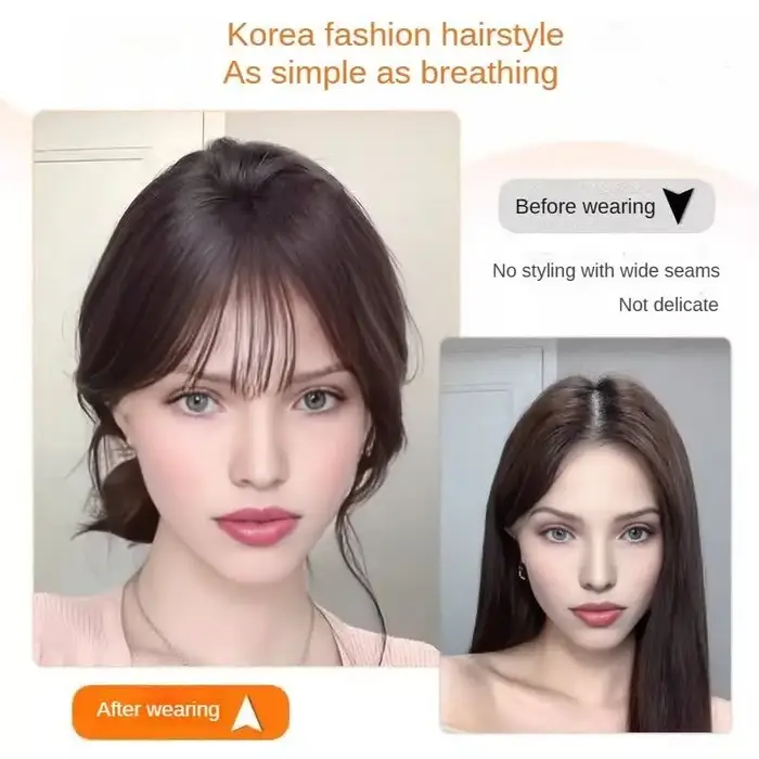 Frange de cheveux humains avec sangle à crochet et boucle