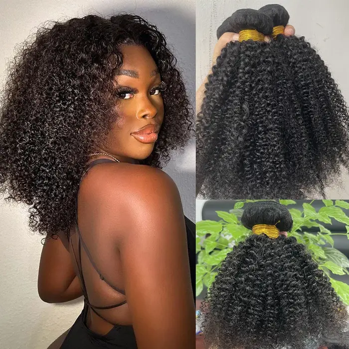 Afro crépus bouclés paquets brésiliens 1/3 Afro crépus cheveux humains paquets affaire 8-24 "Extensions de cheveux bouclés armure de cheveux humains pour les femmes