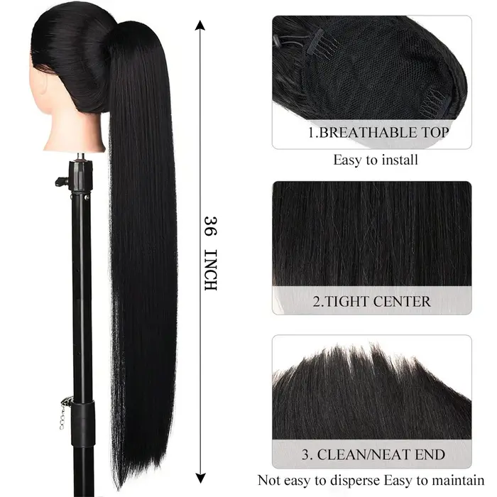 Teresahr synthétique 36 pouces Extension queue de cheval demi Yaki cordon