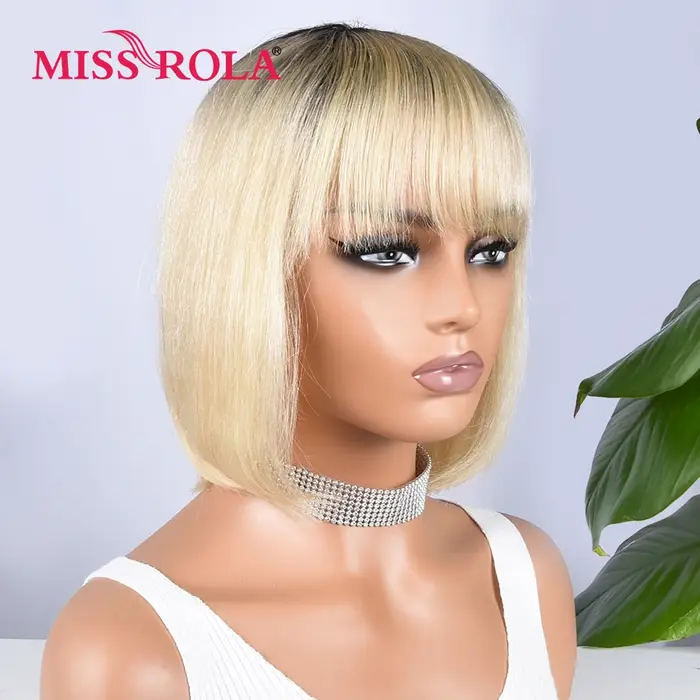 Miss Rola Blonde 613 # Perruques de cheveux humains Bob courtes entièrement fabriquées à la Machine perruque Bob droite