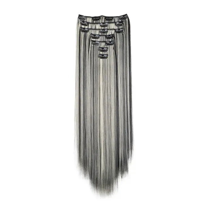 WIGSIN 24 pouces synthétique 7 pièces/ensemble Extension de cheveux longs raides 16Clips coiffure noir blond postiche pour les femmes