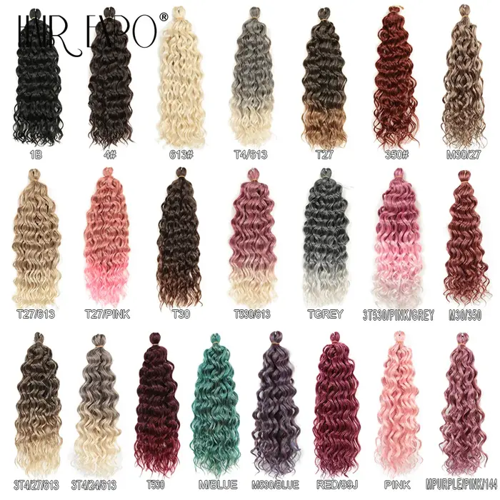 18 "24" océan vague Crochet tresses cheveux cheveux synthétiques Hawaii Afro Curl vague profonde tre