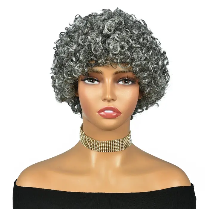 Hairugo-Perruques de cheveux humains sans colle avec frange