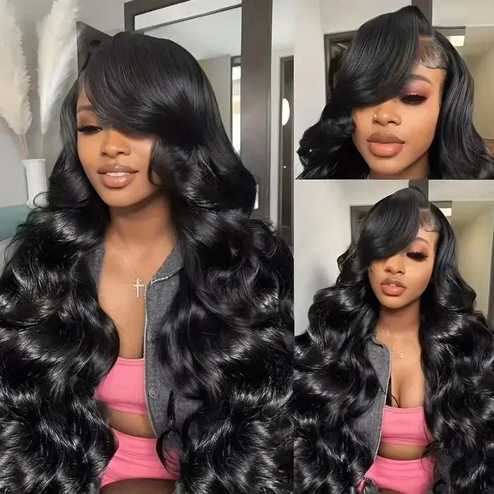 Perruques frontales en dentelle 13x4 sans colle, densité 250%, cheveux humains ondulés, cheveux brés