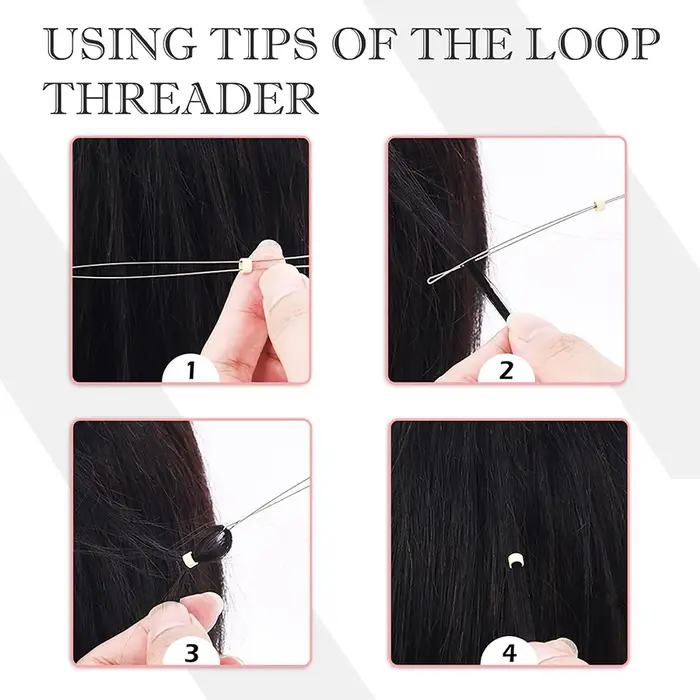 Kit d'extension de cheveux professionnel avec perles