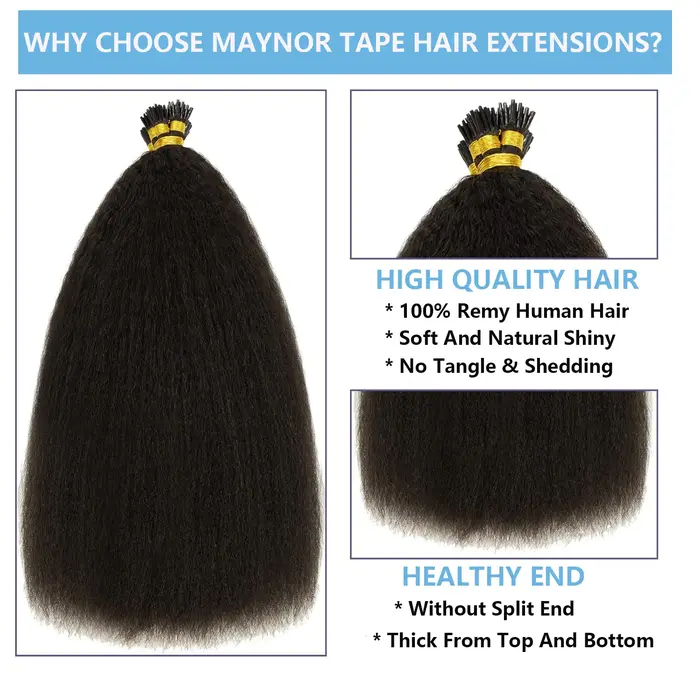 Extensions de cheveux humains vierges lisses et crépues