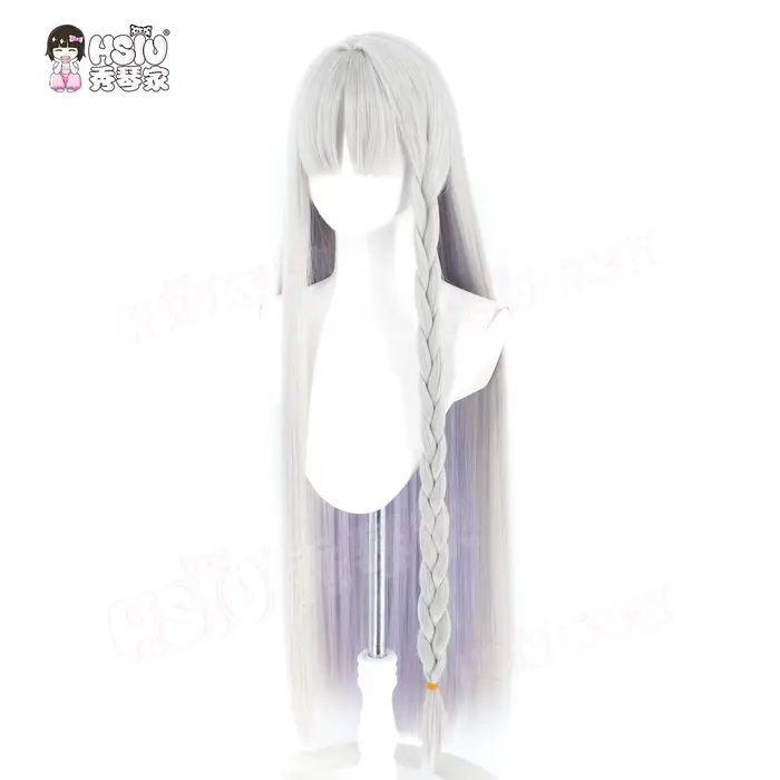 Perruque de cosplay synthétique en fibre Francesca Prelati HSIU, longue, gris argenté mélangé violet taro, pour le jeu Fate/strange