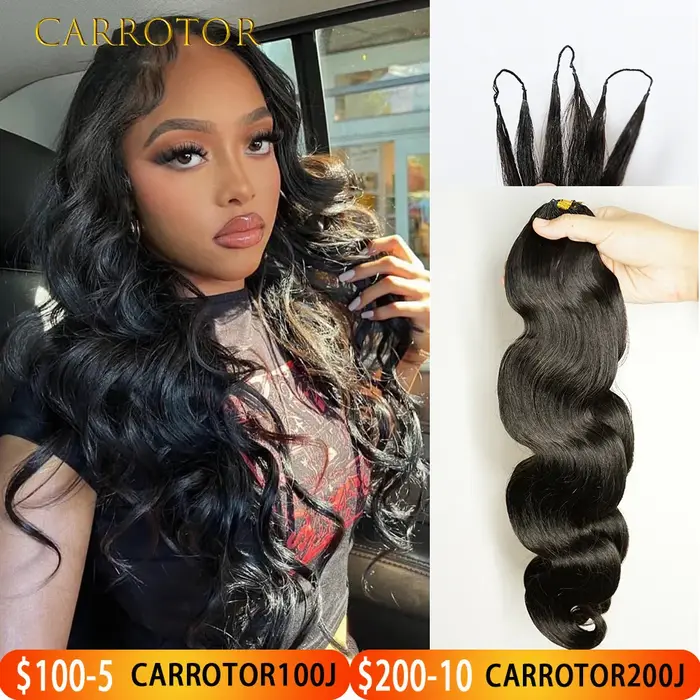 Extensions de cheveux au crochet sans nœuds pré-séparées, en cheveux humains ondulés, 100 % cheveux 