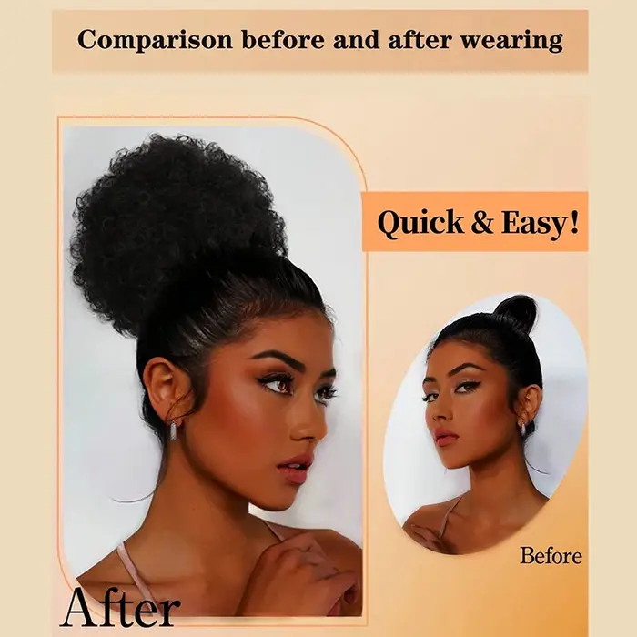 Afro cheveux bouclés Chignons Updo Chignon cordon queue de cheval femmes court crépus