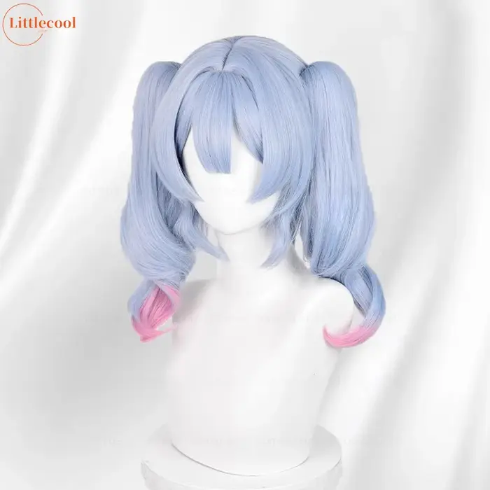 Miku lapin trou Cosplay perruque 45 cm de Long couleur mixte queues de cheval résistant à la chaleur cheveux