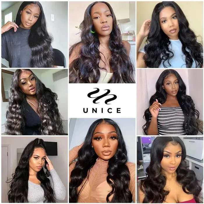Mèches 100% naturelles Body Wave-UNice Hair, cheveux humains, avec closure, 4x4 pouces, document nat