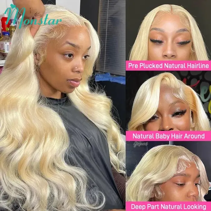 Perruque Lace Front Wig Body Wave naturelle, cheveux humains, couleur blond miel, 13x4, 13x6, 613 HD