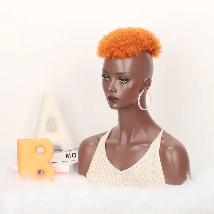 Jeedou-Perruque Afro Synthétique Courte Bouclée pour Homme et Femme, Postiche à réinitialisation, Tête Chauve, Cheveux Amincissants