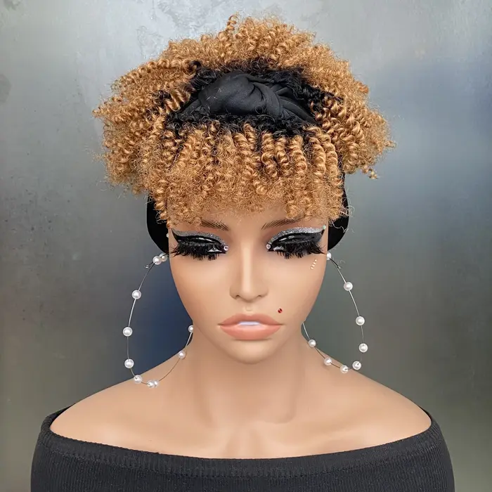 Perruque bandeau faite à la Machine de cheveux humains Remy avec des perruques Afro bouclées de chev