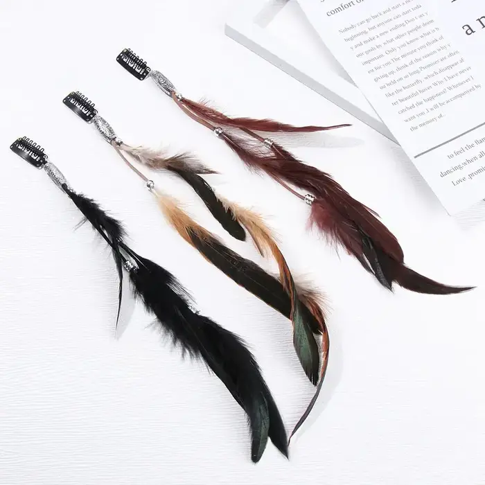 Pinces à cheveux en plumes colorées pour femmes