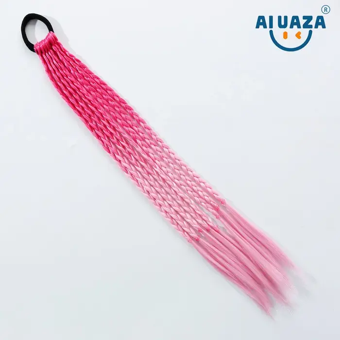 AIUAZA Extensions de cheveux tressés colorés pour enfants perruque colorée pour filles queue de cheval accessoires