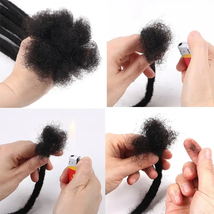 Extensions de Dreadlock vrais cheveux humains pour homme/femmes 0.4 cm de largeur Extensions Loc permanentes 60 brins 6-22 pouces Dreadlock brésilien
