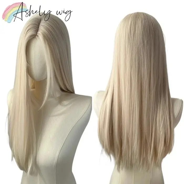Perruque blonde longue droite pour femme
