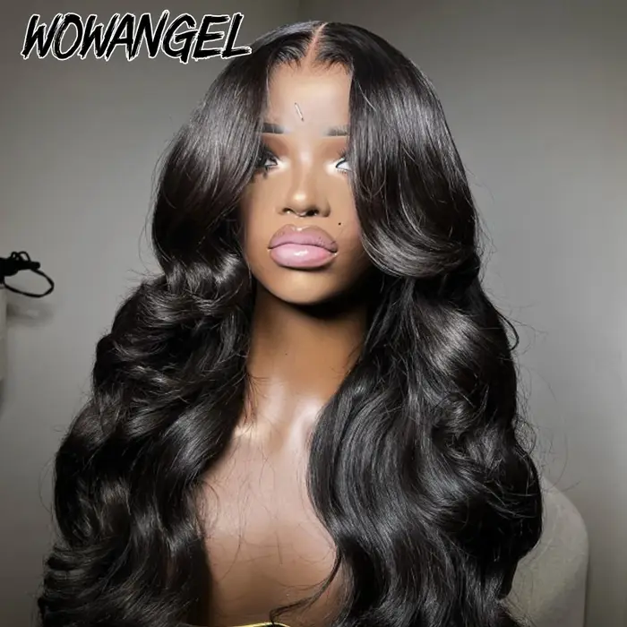 Wow Angel-Perruque de Cheveux Naturels Ondulés pour Femme, avec Fermeture en Dentelle Suisse, Partie