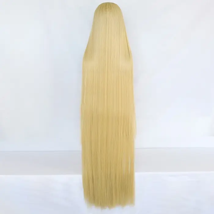 Raiponce Cosplay perruque film emmêlé princesse longue Blonde droite résistant à la chaleur cheveux Halloween Anime jeu