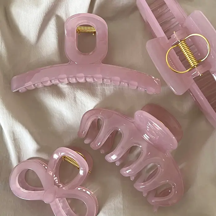 Pince à cheveux rose gelée pour fille