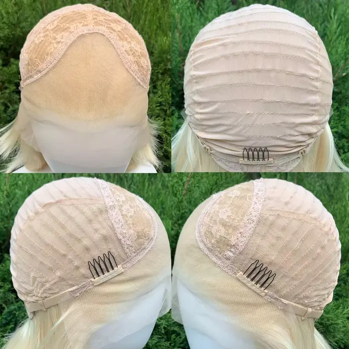 Perruque courte blonde en mulet synthétique 13×4 avec dentelle frontale pour femmes